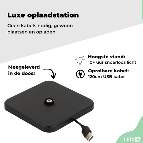 LED's Light Oplaadbare LED Tafellamp - Dimbaar via aanraking - Binnen en buiten - Grijs Tafellampenen led.gl