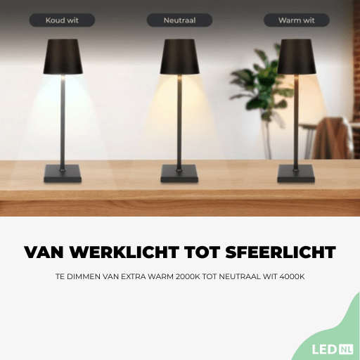 LED's Light Oplaadbare LED Tafellamp - Dimbaar via aanraking - Binnen en buiten - Grijs Tafellampenen led.gl