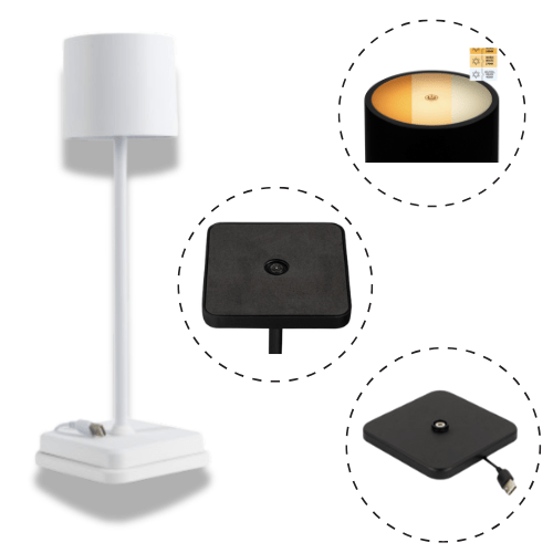 LED's Light Oplaadbare LED Tafellamp - Dimbaar via aanraking - Binnen en buiten - Wit Tafellampenen led.gl