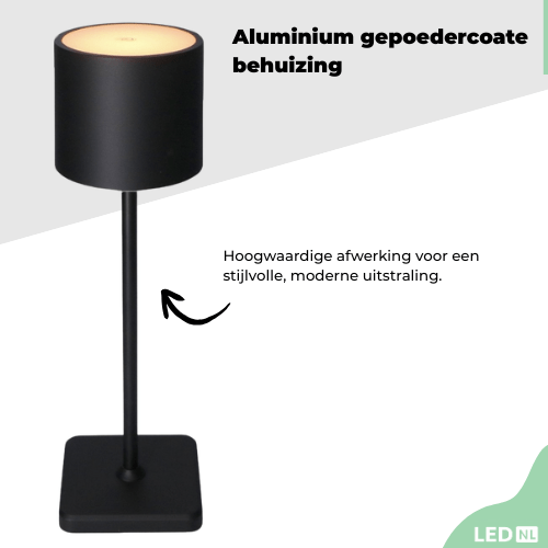 LED's Light Oplaadbare LED Tafellamp - Dimbaar via aanraking - Binnen en buiten - Wit Tafellampenen led.gl