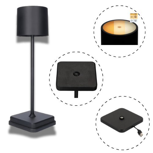 LED's Light Oplaadbare LED Tafellamp - Dimbaar via aanraking - Binnen en buiten - Zwart Tafellampen led.gl