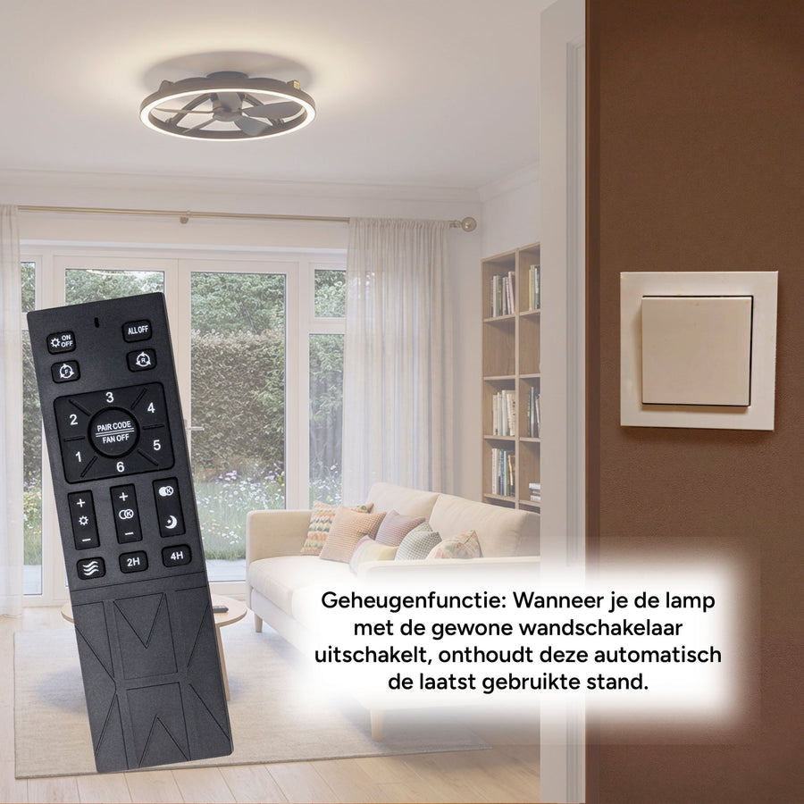 LED's Light Plafond ventilator met lamp Zwart 61,3cm - 27W - 2500lm - Verstelbare kleurtemperatuur - Dimbaar - Incl afstandbediening Plafondventilatoren led.gl