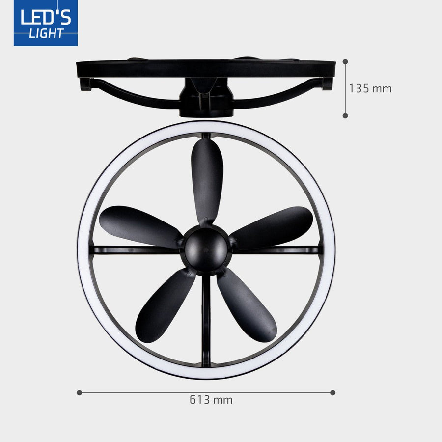 LED's Light Plafond ventilator met lamp Zwart 61,3cm - 27W - 2500lm - Verstelbare kleurtemperatuur - Dimbaar - Incl afstandbediening Plafondventilatoren led.gl