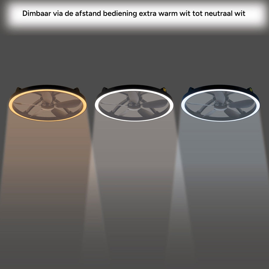 LED's Light Plafond ventilator met lamp Zwart 61,3cm - 27W - 2500lm - Verstelbare kleurtemperatuur - Dimbaar - Incl afstandbediening Plafondventilatoren led.gl