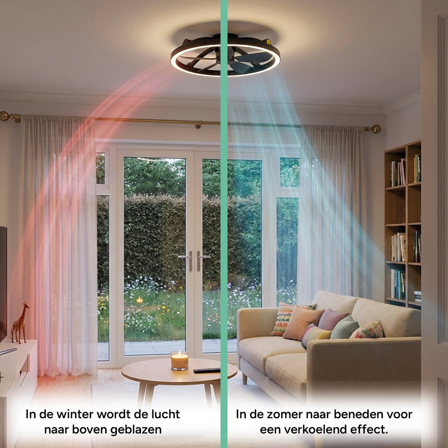 LED's Light Plafond ventilator met lamp Zwart 61,3cm - 27W - 2500lm - Verstelbare kleurtemperatuur - Dimbaar - Incl afstandbediening Plafondventilatoren led.gl