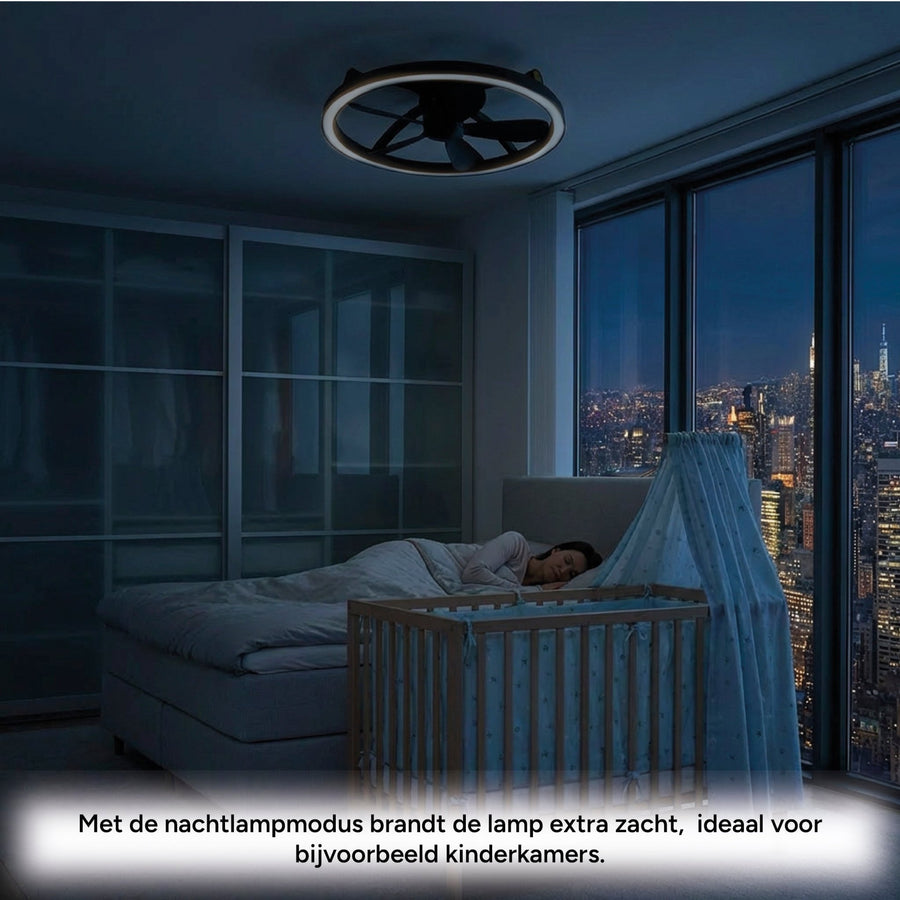LED's Light Plafond ventilator met lamp Zwart 61,3cm - 27W - 2500lm - Verstelbare kleurtemperatuur - Dimbaar - Incl afstandbediening Plafondventilatoren led.gl
