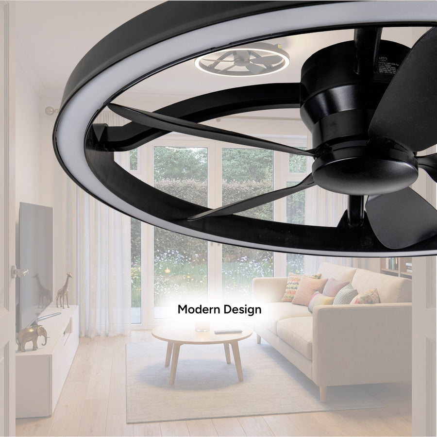 LED's Light Plafond ventilator met lamp Zwart 61,3cm - 27W - 2500lm - Verstelbare kleurtemperatuur - Dimbaar - Incl afstandbediening Plafondventilatoren led.gl