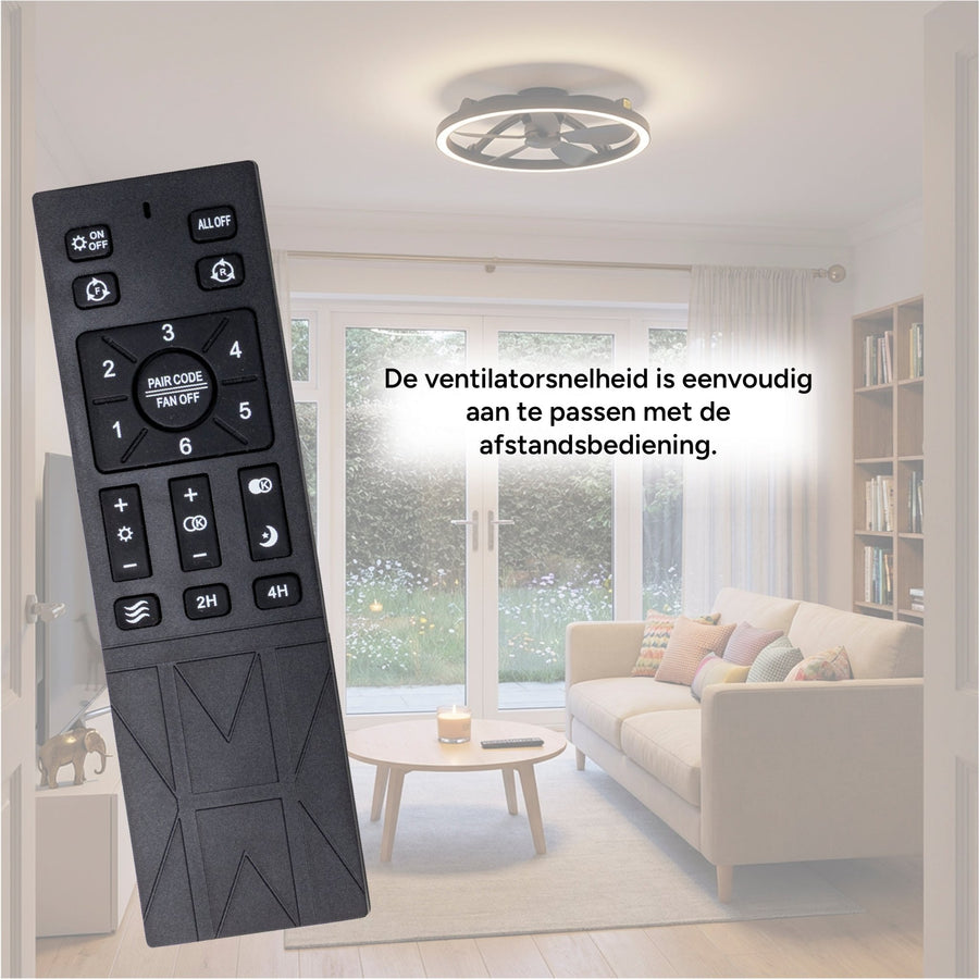 LED's Light Plafond ventilator met lamp Zwart 61,3cm - 27W - 2500lm - Verstelbare kleurtemperatuur - Dimbaar - Incl afstandbediening Plafondventilatoren led.gl