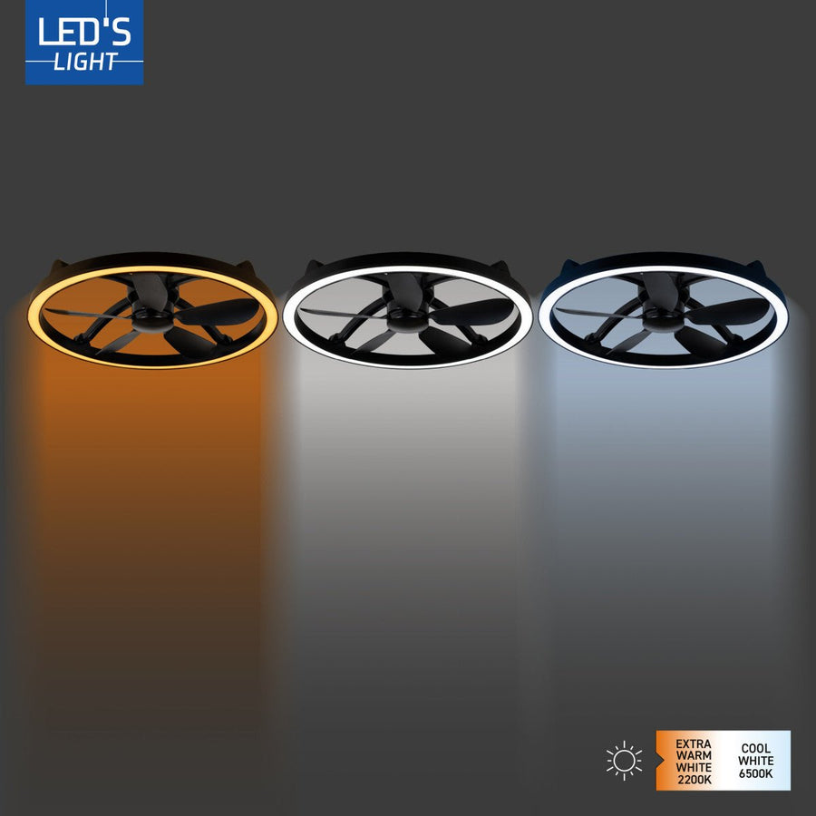 LED's Light Plafond ventilator met lamp Zwart 61,3cm - 27W - 2500lm - Verstelbare kleurtemperatuur - Dimbaar - Incl afstandbediening Plafondventilatoren led.gl