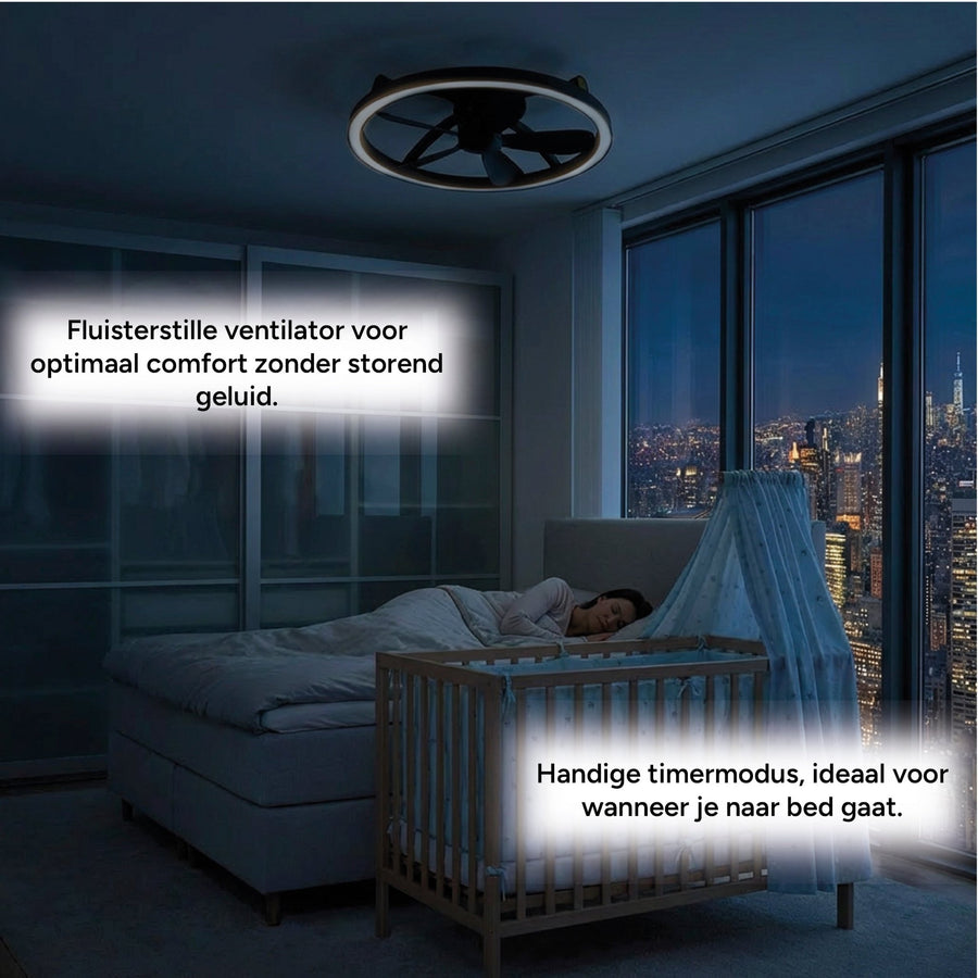 LED's Light Plafond ventilator met lamp Zwart 61,3cm - 27W - 2500lm - Verstelbare kleurtemperatuur - Dimbaar - Incl afstandbediening Plafondventilatoren led.gl