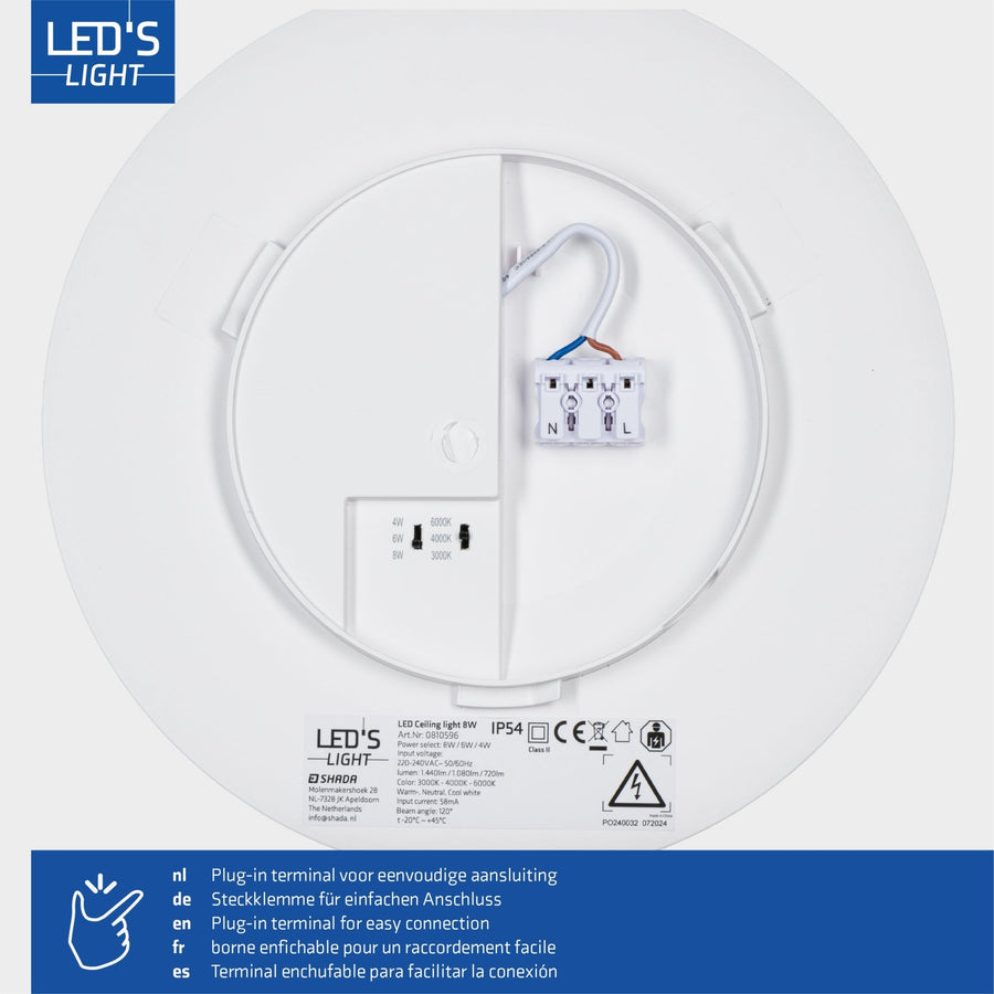 LED's Light Plafondlamp 25 cm - 6 lichtstanden - Geschikt voor alle binnenruimtes - IP54 Plafondlampen led.gl