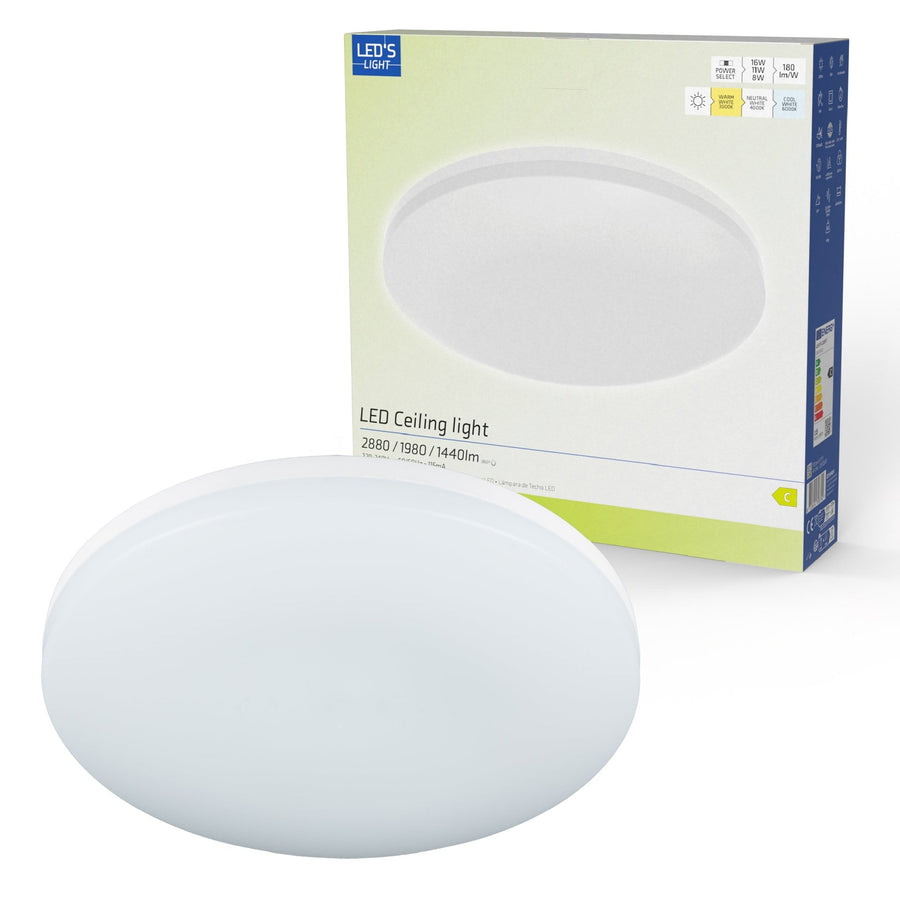LED's Light Plafondlamp 30 cm - dimbaar in 6 standen - Alle binnenruimtes - IP54 Plafondlampen led.gl