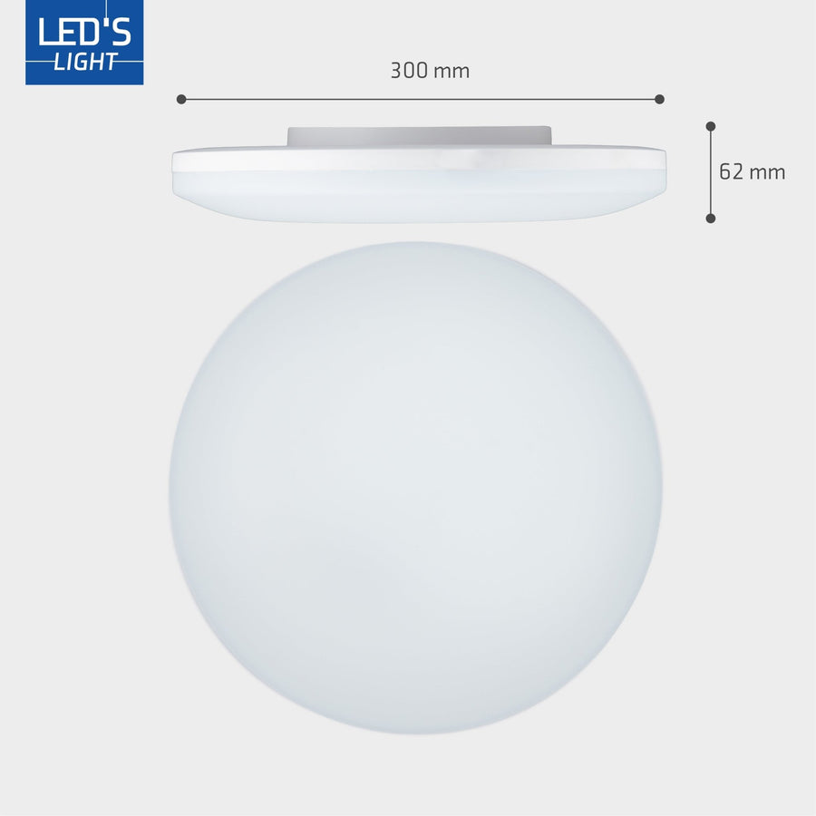LED's Light Plafondlamp 30 cm - dimbaar in 6 standen - Alle binnenruimtes - IP54 Plafondlampen led.gl