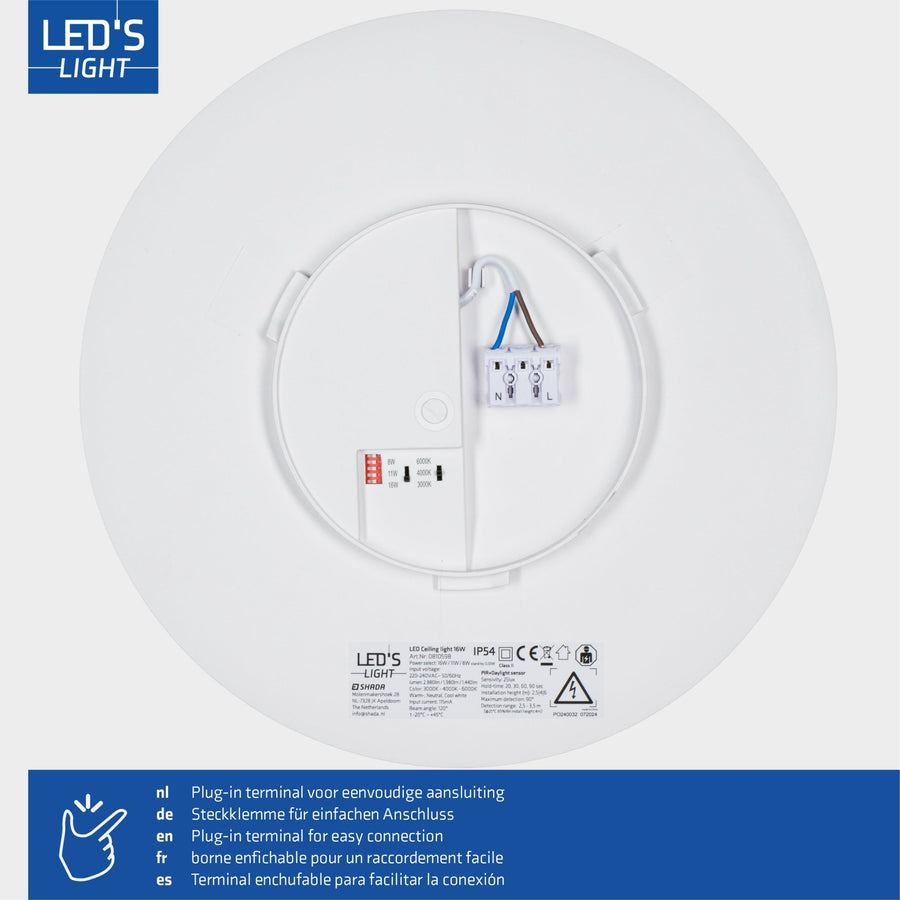 LED's light Plafondlamp met bewegingssensor en schemersensor - dimbaar in 6 standen - IP54 - 30 cm Plafondlampen led.gl