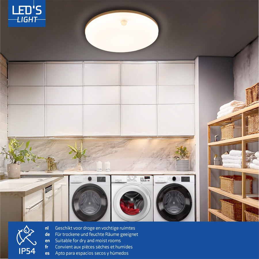LED's light Plafondlamp met bewegingssensor en schemersensor - dimbaar in 6 standen - IP54 - 30 cm Plafondlampen led.gl