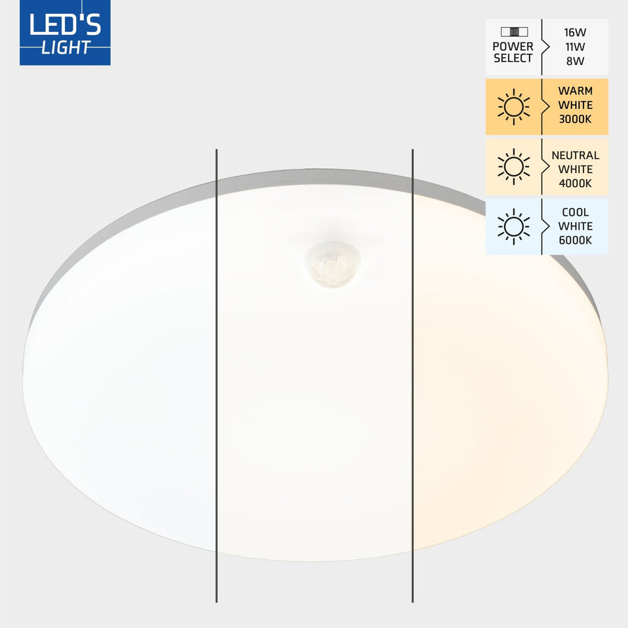 LED's light Plafondlamp met bewegingssensor en schemersensor - dimbaar in 6 standen - IP54 - 30 cm Plafondlampen led.gl