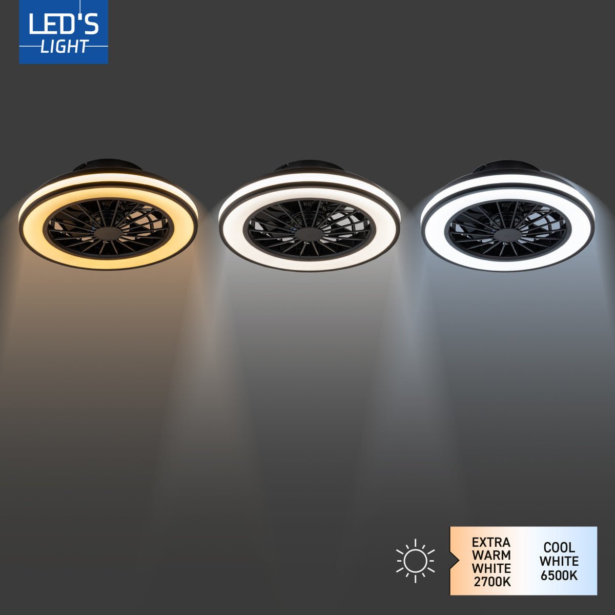 LED's Light Plafondlamp met ventilator - 39W 3300lm 2700K/6500K Plafondventilatoren led.gl
