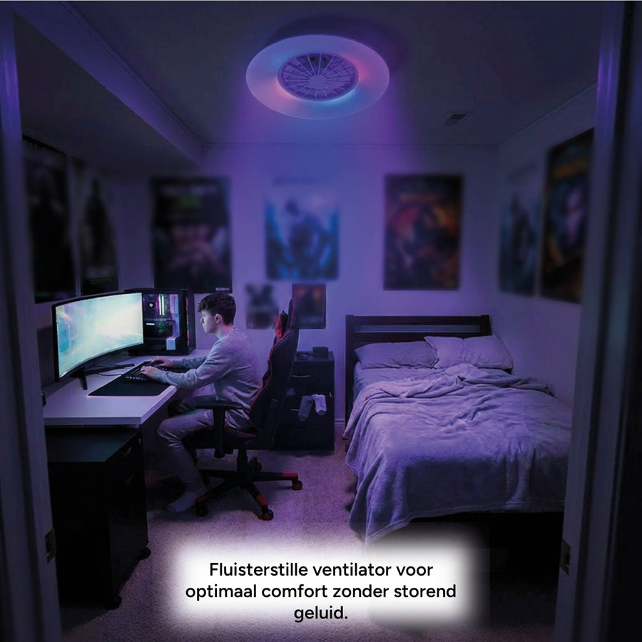 LED's Light Plafondlamp met ventilator RGB - 39W 3300lm 2700K/6500K/RGB - Ø485mm IP20 - Dimbaar Plafondventilatoren led.gl