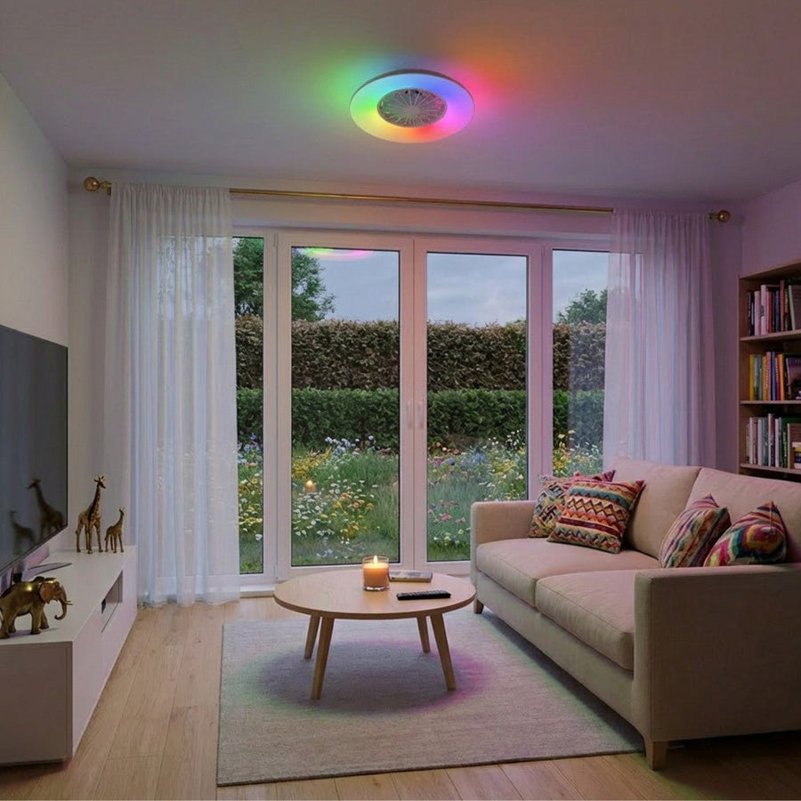 LED's Light Plafondlamp met ventilator RGB - 39W 3300lm 2700K/6500K/RGB - Ø485mm IP20 - Dimbaar Plafondventilatoren led.gl