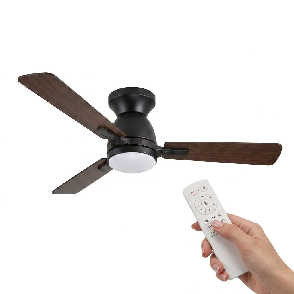 LED's Light Plafondventilator met lamp 106cm 2in1 Hout/Zwart 53W 2200lm 1800K/4000K Plafondventilatoren led.gl