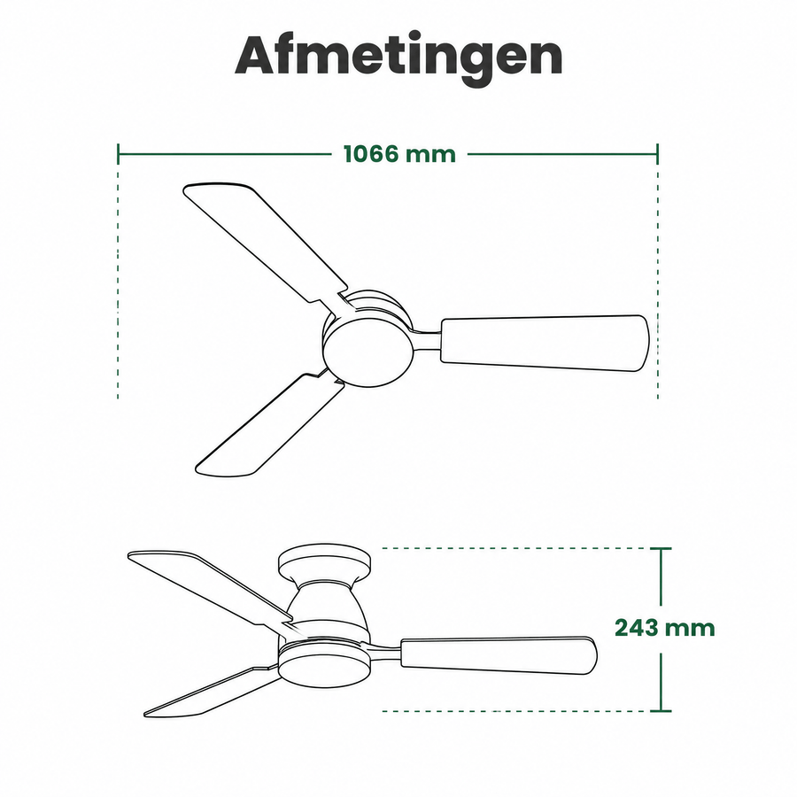LED's Light Plafondventilator met lamp 106cm 2in1 Hout/Zwart 53W 2200lm 1800K/4000K Plafondventilatoren led.gl