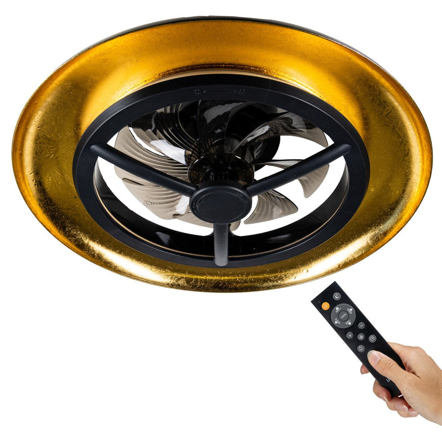 LED's Light Plafondventilator met lamp Goud met Zwart 55W 4300lm 1800K/4000K 55cm Plafondventilatoren led.gl