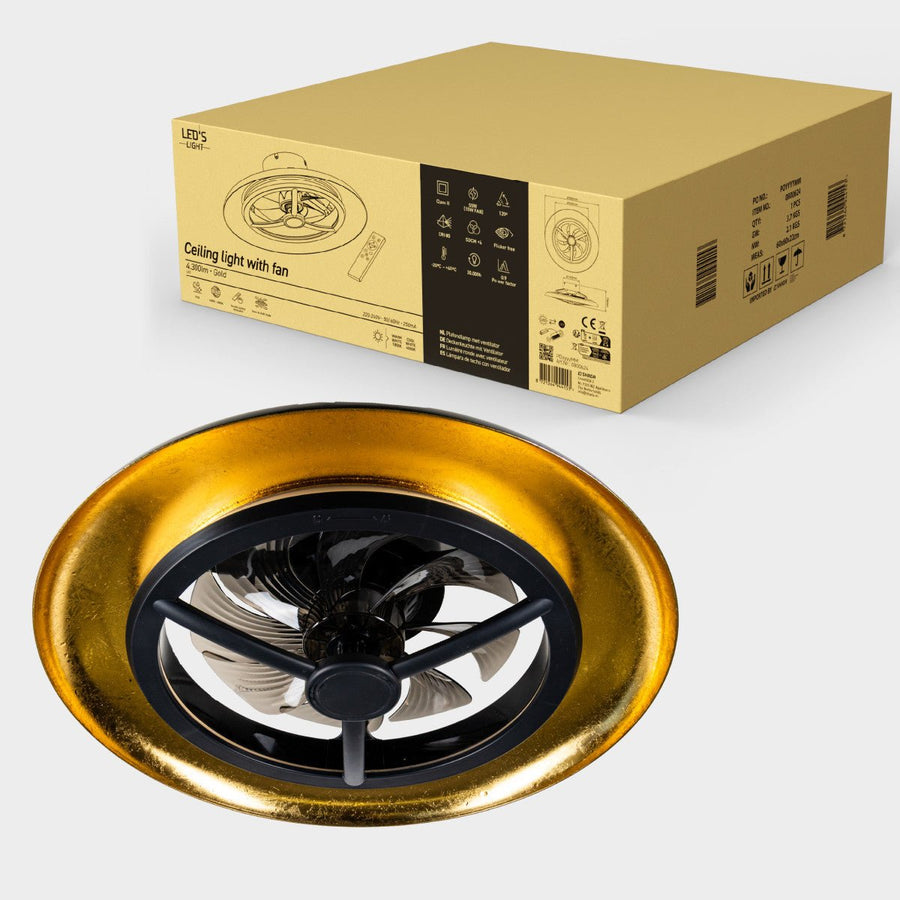 LED's Light Plafondventilator met lamp Goud met Zwart 55W 4300lm 1800K/4000K 55cm Plafondventilatoren led.gl