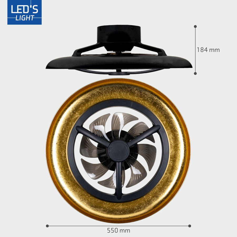LED's Light Plafondventilator met lamp Goud met Zwart 55W 4300lm 1800K/4000K 55cm Plafondventilatoren led.gl