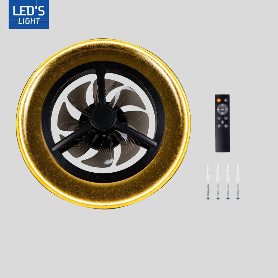 LED's Light Plafondventilator met lamp Goud met Zwart 55W 4300lm 1800K/4000K 55cm Plafondventilatoren led.gl