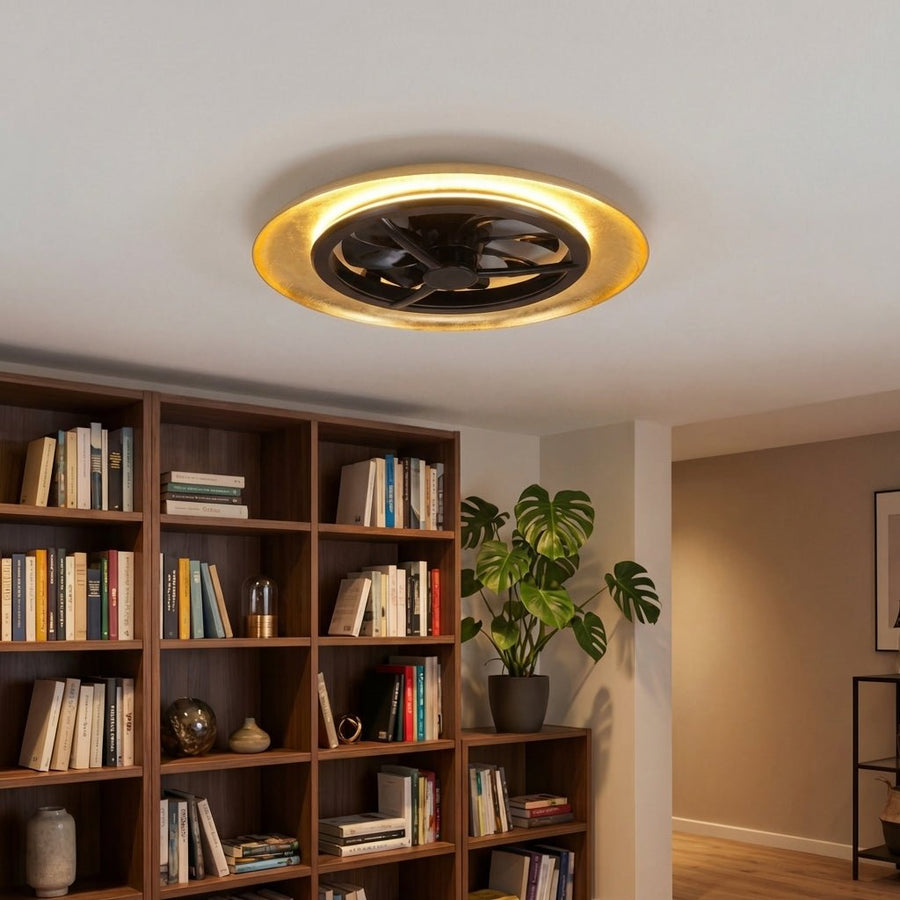 LED's Light Plafondventilator met lamp Goud met Zwart 55W 4300lm 1800K/4000K 55cm Plafondventilatoren led.gl