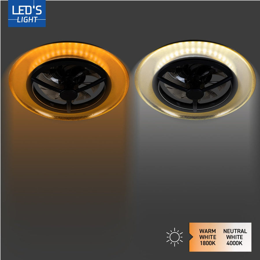 LED's Light Plafondventilator met lamp Goud met Zwart 55W 4300lm 1800K/4000K 55cm Plafondventilatoren led.gl