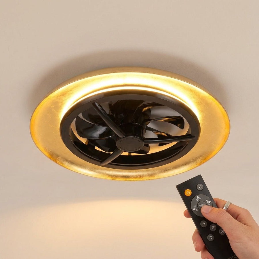 LED's Light Plafondventilator met lamp Goud met Zwart 55W 4300lm 1800K/4000K 55cm Plafondventilatoren led.gl