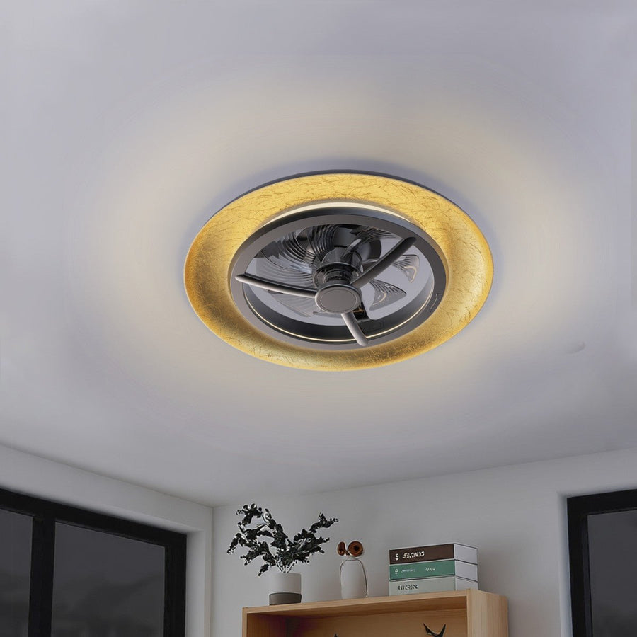 LED's Light Plafondventilator met lamp Goud met Zwart 55W 4300lm 1800K/4000K 55cm Plafondventilatoren led.gl