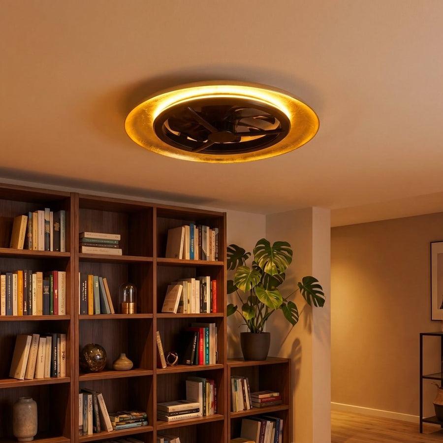 LED's Light Plafondventilator met lamp Goud met Zwart 55W 4300lm 1800K/4000K 55cm Plafondventilatoren led.gl