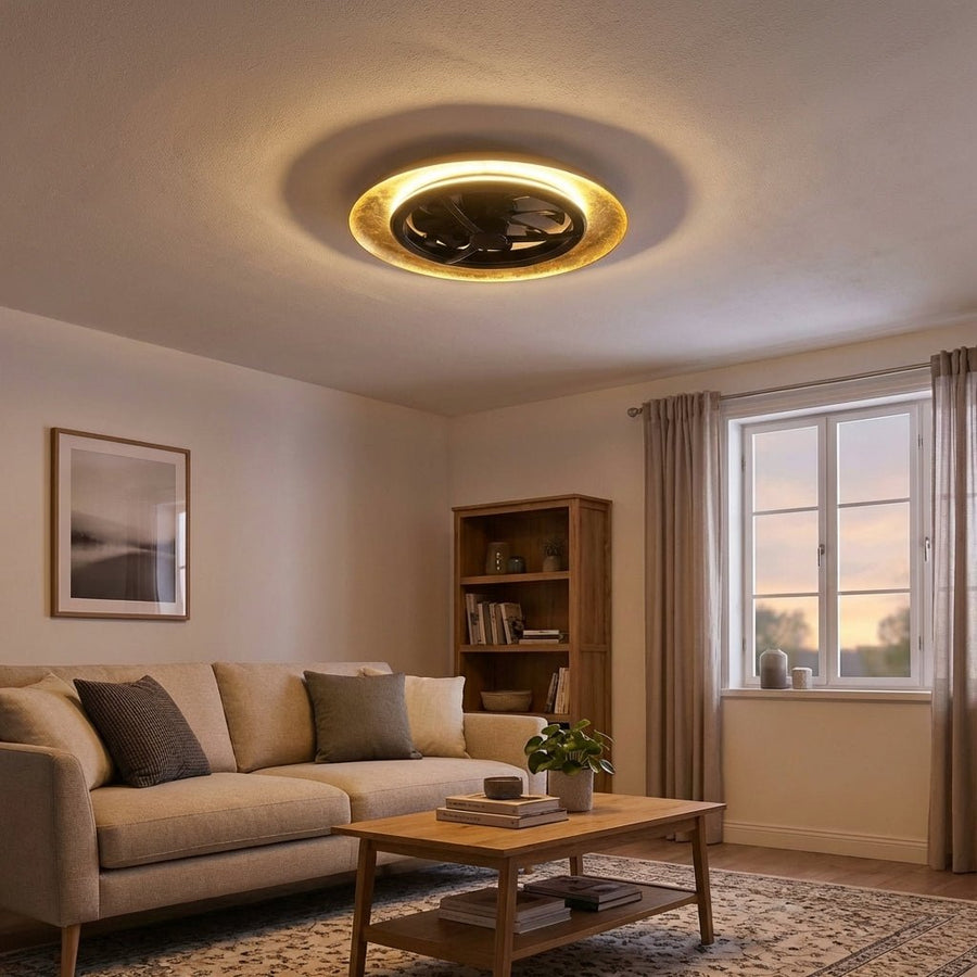 LED's Light Plafondventilator met lamp Goud met Zwart 55W 4300lm 1800K/4000K 55cm Plafondventilatoren led.gl