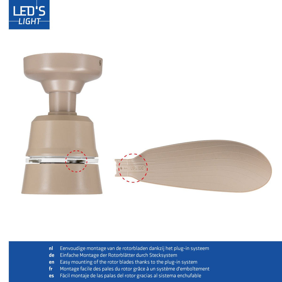LED's Light Plafondventilator met lamp Taupe 25W 2600lm 2200K/6500K - 53cm Plafondventilatoren led.gl