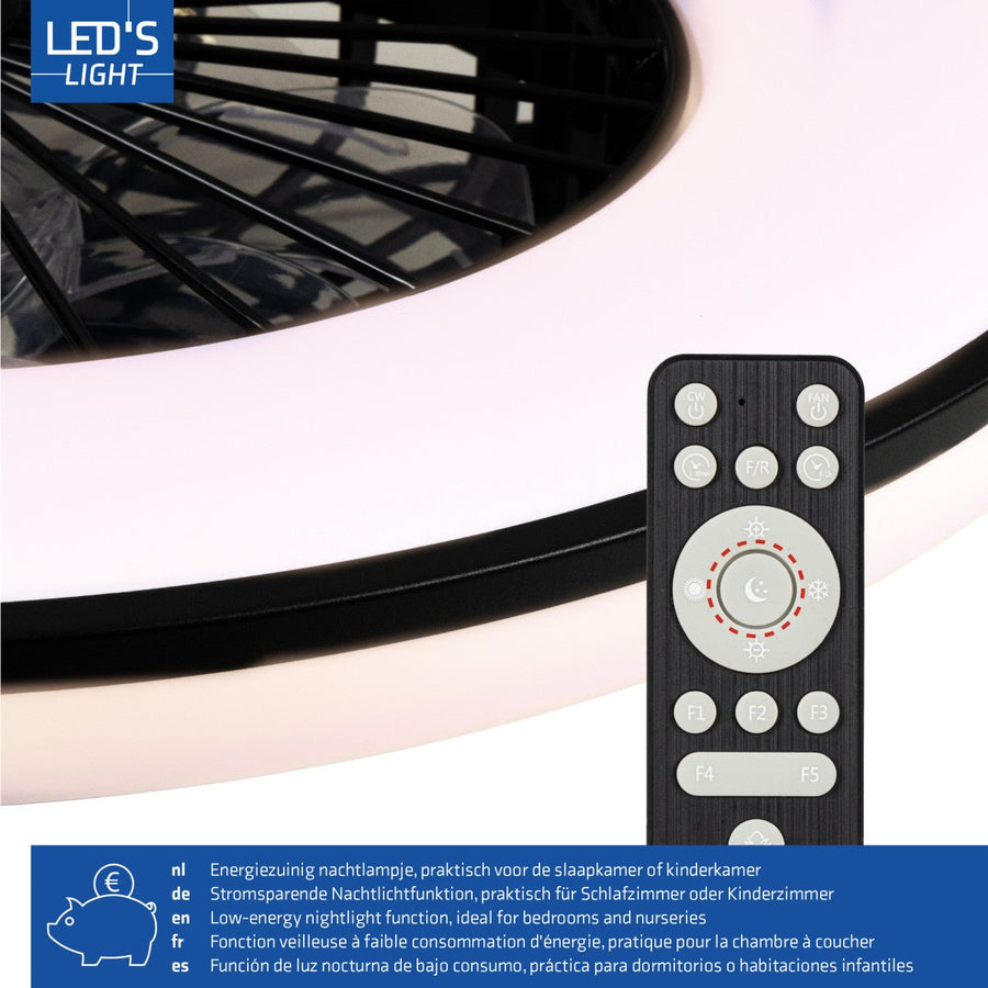 LED's Light Plafondventilator met verlichting zwart - 48,5 cm Plafondventilatoren led.gl