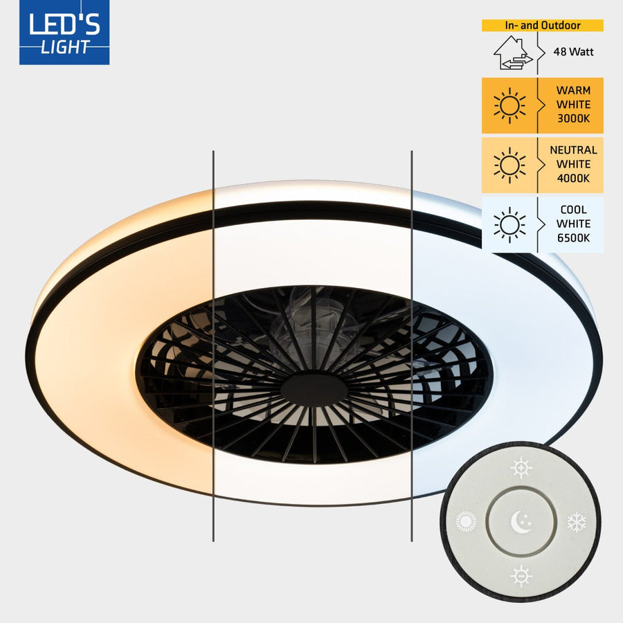 LED's Light Plafondventilator met verlichting zwart - 48,5 cm Plafondventilatoren led.gl