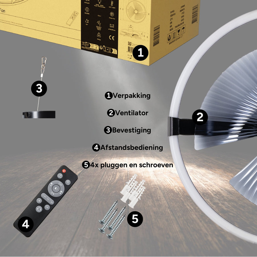 LED's Light Plafondventilator XL 74 cm - Bedienbaar met afstandsbediening - Zwart Plafondventilatoren led.gl