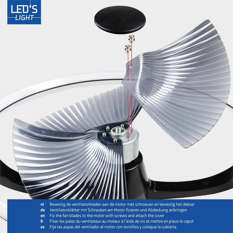 LED's Light Plafondventilator XL 74 cm - Bedienbaar met afstandsbediening - Zwart Plafondventilatoren led.gl