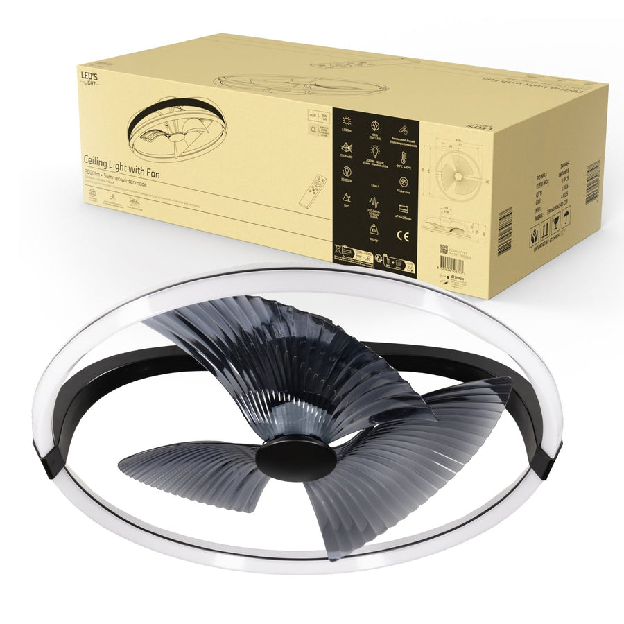 LED's Light Plafondventilator XL 74 cm - Bedienbaar met afstandsbediening - Zwart Plafondventilatoren led.gl