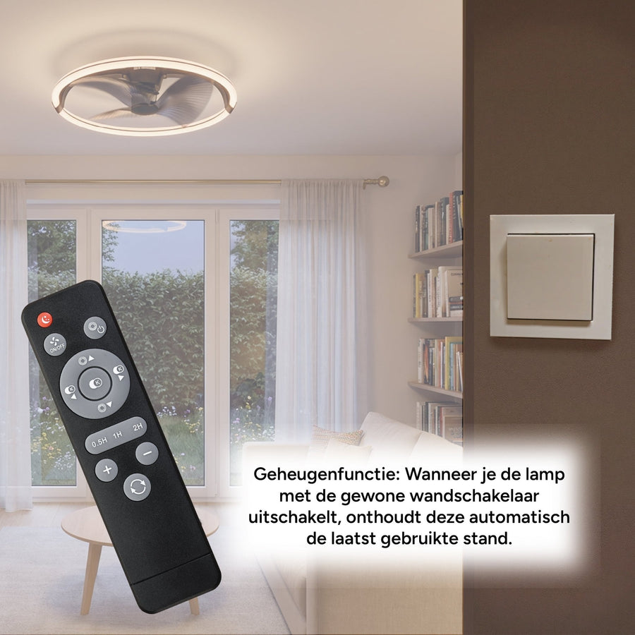 LED's Light Plafondventilator XL 74 cm - Bedienbaar met afstandsbediening - Zwart Plafondventilatoren led.gl