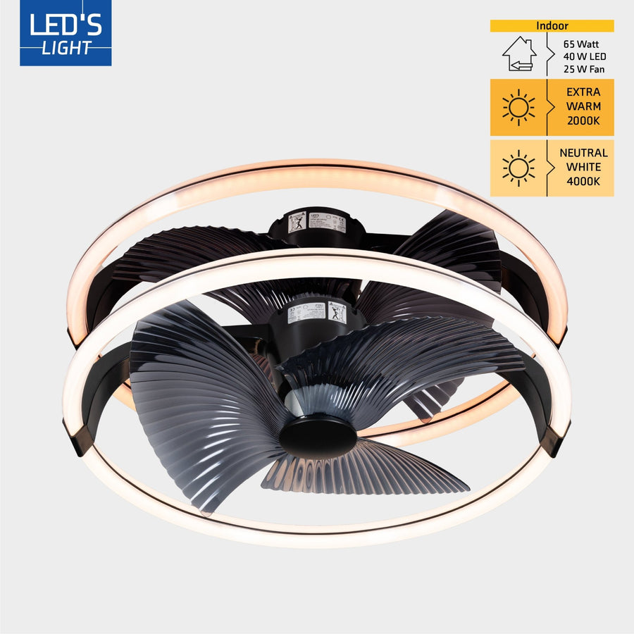 LED's Light Plafondventilator XL 74 cm - Bedienbaar met afstandsbediening - Zwart Plafondventilatoren led.gl