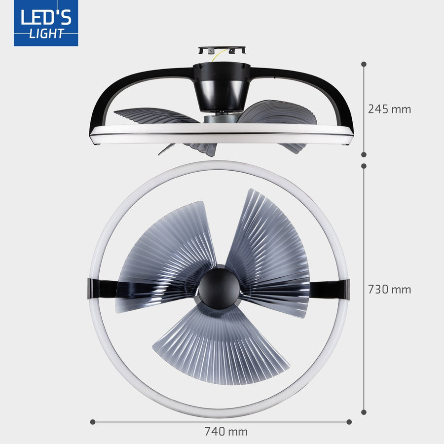 LED's Light Plafondventilator XL 74 cm - Bedienbaar met afstandsbediening - Zwart Plafondventilatoren led.gl
