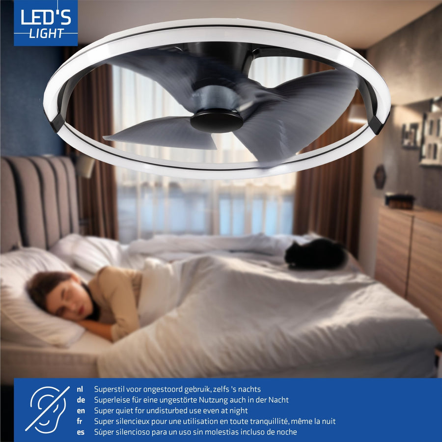 LED's Light Plafondventilator XL 74 cm - Bedienbaar met afstandsbediening - Zwart Plafondventilatoren led.gl