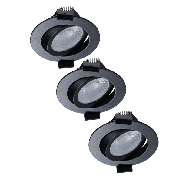 LED's Light PRO - 3 PACK - downlight inbouwspot Ø 68mm - Kantelbaar - Spatwaterdicht - Dim to Warm - Zwart led.gl