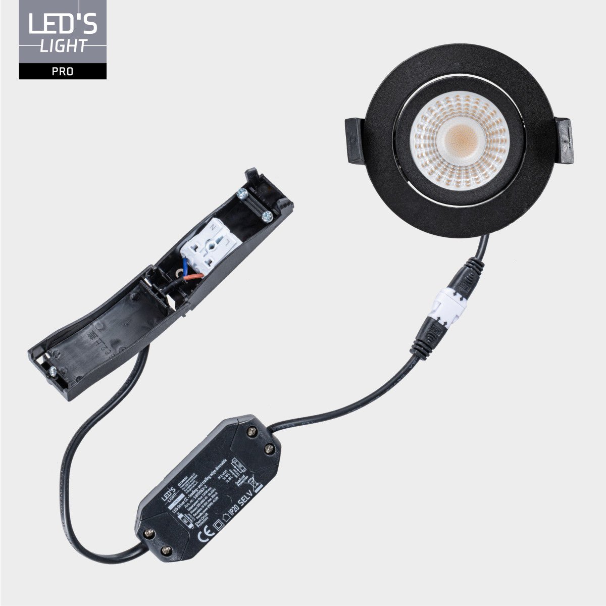 LED's Light PRO - 3 PACK - downlight inbouwspot Ø 68mm - Kantelbaar - Spatwaterdicht - Dim to Warm - Zwart led.gl