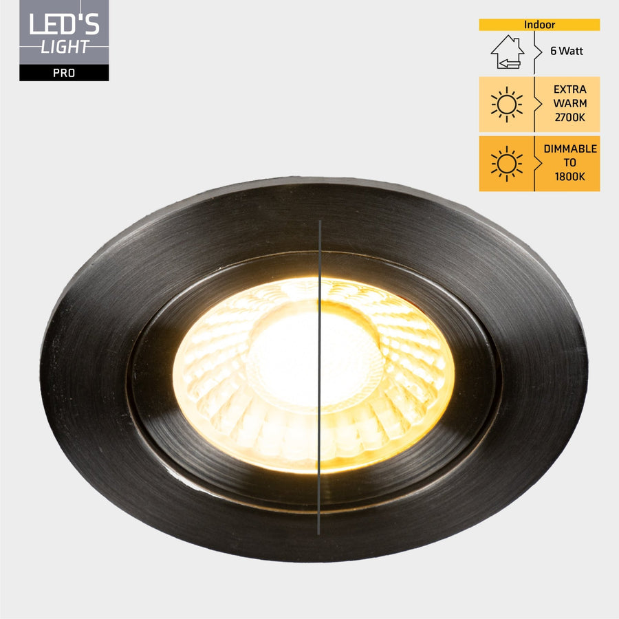 3 PACK - LED's Light PRO downlight inbouwspot Ø 68mm - Kantelbaar - Spatwaterdicht - Dim to Warm - RVS Inbouwspots led.gl