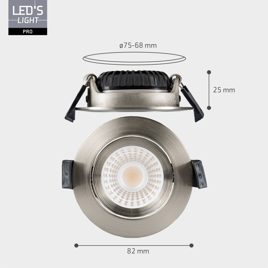 3 PACK - LED's Light PRO downlight inbouwspot Ø 68mm - Kantelbaar - Spatwaterdicht - Dim to Warm - RVS Inbouwspots led.gl
