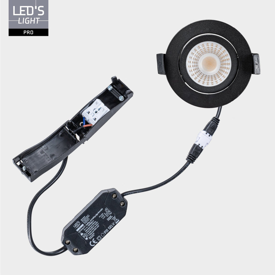 LED's Light PRO downlight inbouwspot Ø 68mm - Kantelbaar - Spatwaterdicht - Dim to Warm - Zwart Inbouwspots led.gl